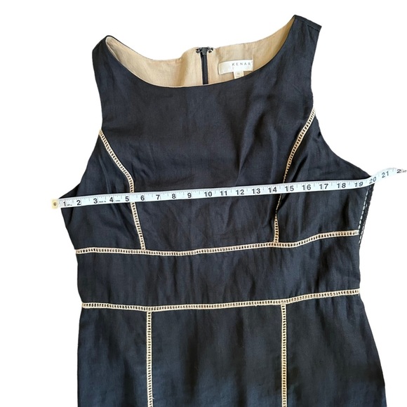 Kenar Women's 100% Linen Sheath Black &Tan Midi Dress Size:‎ 14 - Picture 10 of 14